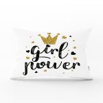 Gırl Power Yazı Desenli Dijital Baskılı Modern Dikdörtgen Yastık Kılıfı Realhomes