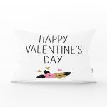 Happy Valentınes Day Yazılı Dijital Baskılı Dikdörtgen Kırlent Kılıfı Realhomes