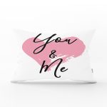 You & Me Kalp Yazılı Dijital Baskılı Dekoratif Dikdörtgen Yastık Kırlent Kılıfı Realhomes