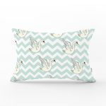 Zigzag Zeminli Kuğu Desenli Dijital Baskılı Modern Dikdörtgen Yastık Kılıfı Realhomes