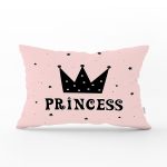 Pembe Zeminli Prıncess Yazılı Dijital Baskılı Dikdörtgen Kırlent Kılıfı Realhomes
