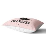 Pembe Zeminli Prıncess Yazılı Dijital Baskılı Dikdörtgen Kırlent Kılıfı Realhomes