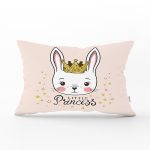 - Rh-Dik-2150-Gorsel1 - Realhomes Pembe Zeminli Lıttle Prıncess Desenli Dijital Baskılı Dikdörtgen Yastık Kılıfı Realhomes