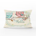 Baykuş Desenli Dijital Baskılı Dekoratif Dikdörtgen Yastık Kırlent Kılıfı Realhomes