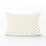 Hardal Renkli Geometrik Desenli Dijital Baskılı Dikdörtgen Kırlent Kılıfı Realhomes