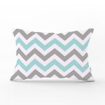 Turkuaz Gri Zigzag Desenli Dijital Baskılı Modern Dikdörtgen Yastık Kılıfı Realhomes