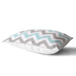 Turkuaz Gri Zigzag Desenli Dijital Baskılı Modern Dikdörtgen Yastık Kılıfı Realhomes
