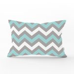 Gri Turkuaz Zigzag Desenli Dekoratif Dikdörtgen Kırlent Kılıfı Realhomes