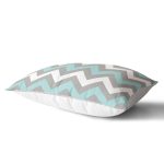 Gri Turkuaz Zigzag Desenli Dekoratif Dikdörtgen Kırlent Kılıfı Realhomes