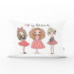 Best Friends Temalı Dijital Baskılı Modern Dikdörtgen Yastık Kırlent Kılıfı Realhomes