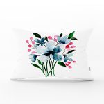 Modern Çiçek Desenli Dijital Baskılı Dekoratif Dikdörtgen Yastık Kılıfı Realhomes