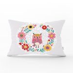 - Rh-Dik-220-Gorsel1 - Realhomes Baykuş Resimli Dijital Baskılı Dekoratif Dikdörtgen Yastık Kırlent Kılıfı Realhomes