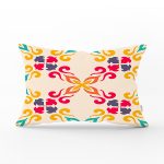 Krem Zeminli Geometrik Dijital Baskılı Dikdörtgen Yastık Kırlent Kılıfı Realhomes