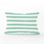 Su Yeşili Çizgili Dijital Baskılı Modern Dikdörtgen Yastık Kırlent Kılıfı Realhomes