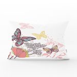 Özel Tasarım Renkli Kelebek Desenli Dijital Baskılı Dikdörtgen Yastık Kılıfı Realhomes