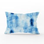 Mavi Renkli Ebru Desenli Dijital Baskılı Modern Dikdörtgen Yastık Kılıfı Realhomes