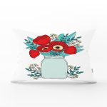 - Rh-Dik-2325-Gorsel1 - Realhomes Saksıdaki Çiçekler Temalı Dijital Baskılı Dikdörtgen Kırlent Kılıfı Realhomes