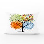 - Rh-Dik-2335-Gorsel1 - Realhomes 4 Mevsim Ağaç Resimli Dekoratif Dikdörtgen Yastık Kırlent Kılıfı Realhomes