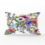 Rengarenk Çiçek Baskılı Dekoratif Dikdörtgen Yastık Kırlent Kılıfı Realhomes