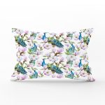- Rh-Dik-2344-Gorsel1 - Realhomes Tavuzkuşu ve Çiçek Motifli Dekoratif Dikdörtgen Yastık Kırlent Kılıfı Realhomes