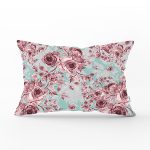 - Rh-Dik-2350-Gorsel1 - Realhomes Mavi Zeminde Pembe Güller Motifli Dekoratif Dikdörtgen Yastık Kırlent Kılıfı Realhomes
