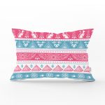 Mavi Pembe Etnik Desenli Dekoratif Dikdörtgen Yastık Kırlent Kılıfı Realhomes