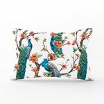 Tavuz Kuşu Baskılı Dijital Dikdörtgen Yastık Kırlent Kılıfı Realhomes