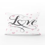 Love Yazılı Kalp Puanlı Motifli Dekoratif Dikdörtgen Yastık Kırlent Kılıfı Realhomes