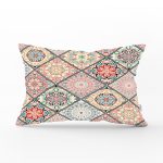 Geometrik Şekilli Hint Desenli Baskılı Dijital Baskılı Dikdörtgen Yastık Kırlent Kılıfı Realhomes