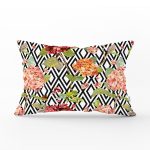 Zigzag Elmas Desenli Zambak Motifli Dekoratif Dikdörtgen Yastık Kırlent Kılıfı Realhomes