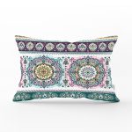 Yatay Desenli Çini Motifli Modern Dijital Baskılı Dikdörtgen Yastık Kılıfı Realhomes
