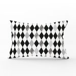 Siyah Beyaz Gri Elmas Şekilli Dikdörtgen Yastık Kırlent Kılıfı Realhomes