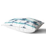 Mavi Yeşil Palmiye Çizimli Dekoratif Dikdörtgen Yastık Kırlent Kılıfı Realhomes