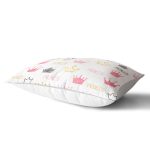 Prenses Taç Motifli Modern Dijital Baskılı Dikdörtgen Yastık Kılıfı Realhomes