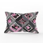 Çiçek Desenli Puan Motifli Dikdörtgen Yastık Kırlent Kılıfı Realhomes