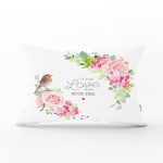 Kuş Motifli A True Love Story Never Ends Renkli Modern Dikdörtgen Yastık Kırlent Kılıfı Realhomes