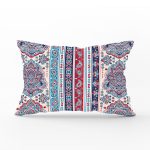 Kırmızı Mavi Çini Desenli Modern Dijital Baskılı Dikdörtgen Kırlent Kılıfı Realhomes