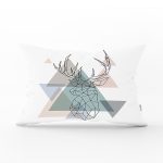 - Rh-Dik-2445-Gorsel1 - Realhomes Geyik Çizimli Modern Dijital Baskılı Dikdörtgen Yastık Kılıfı Realhomes