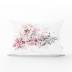 Ogea Çiçek Temalı Yaprak Çizimi Dikdörtgen Kırlent Kılıfı Realhomes