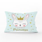 Princess Tavşan Desenli Dekoratif Dikdörtgen Yastık Kırlent Kılıfı Realhomes