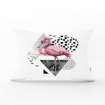 Martı Desenli Flamingo Temalı Dijital Baskılı Dikdörtgen Yastık Kırlent Kılıfı Realhomes