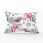 Bal Peteği Temalı Nilüfer Çiçeği Motifli Dekoratif Dikdörtgen Kırlent Kılıfı Realhomes