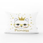 - Rh-Dik-2471-Gorsel1 - Realhomes Princess Kedi Motifli Modern Dijital Baskılı Dikdörtgen Yastık Kılıfı Realhomes