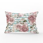 - Rh-Dik-2478-Gorsel1 - Realhomes Mavi Çizgi Desenli Kavaniçe Çiçek Motifli Dikdörtgen Yastık Kırlent Kılıfı Realhomes