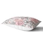 Gri Çizgi Desenli Kavaniçe Çiçek Motifli Dikdörtgen Yastık Kırlent Kılıfı Realhomes