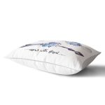 Mavi Ok Çizimli Çiçek Desenli Dekoratif Dikdörtgen Yastık Kırlent Kılıfı Realhomes