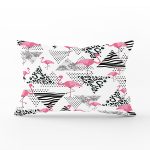 - Rh-Dik-2487-Gorsel1 - Realhomes Puanlı Temalı Flamingo Desenli Dijital Baskılı Dikdörtgen Yastık Kırlent Kılıfı Realhomes