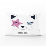 Super Cat Motifli Modern Dijital Baskılı Dikdörtgen Yastık Kılıfı Realhomes