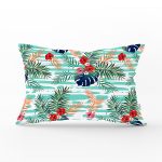 - Rh-Dik-2505-Gorsel1 - Realhomes Turkuaz Çiçek Şöleni Modern Dijital Baskılı Dikdörtgen Kırlent Kılıfı Realhomes