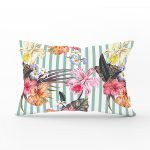 Şerit Temalı Sardunya Baskılı Dekoratif Dikdörtgen Yastık Kırlent Kılıfı Realhomes